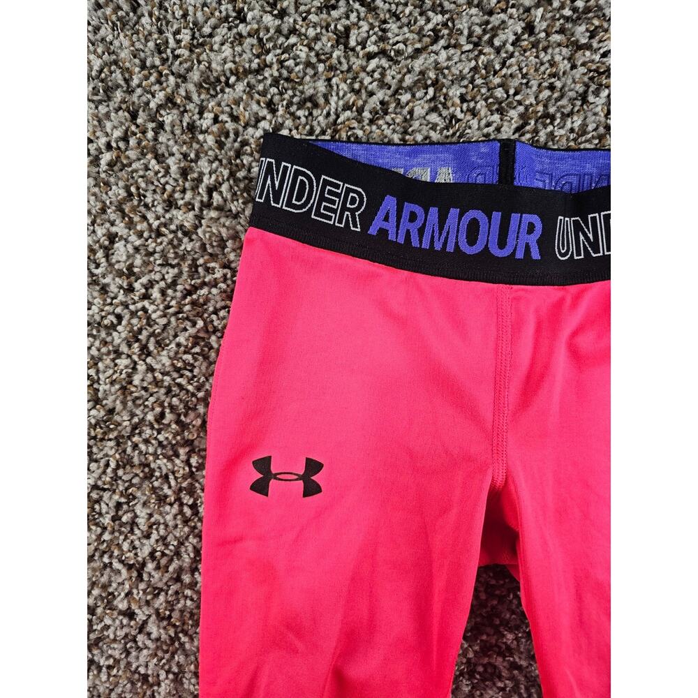 Under Armour Girls Sz 6 Athletic Leggings Bright Pink - Picture 2 of 3